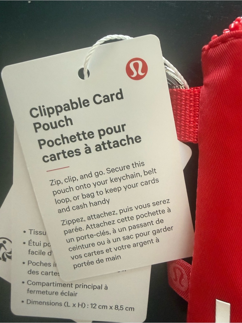 Lululemon NWT Red Clippable Card Pouch - Picture 5 of 7